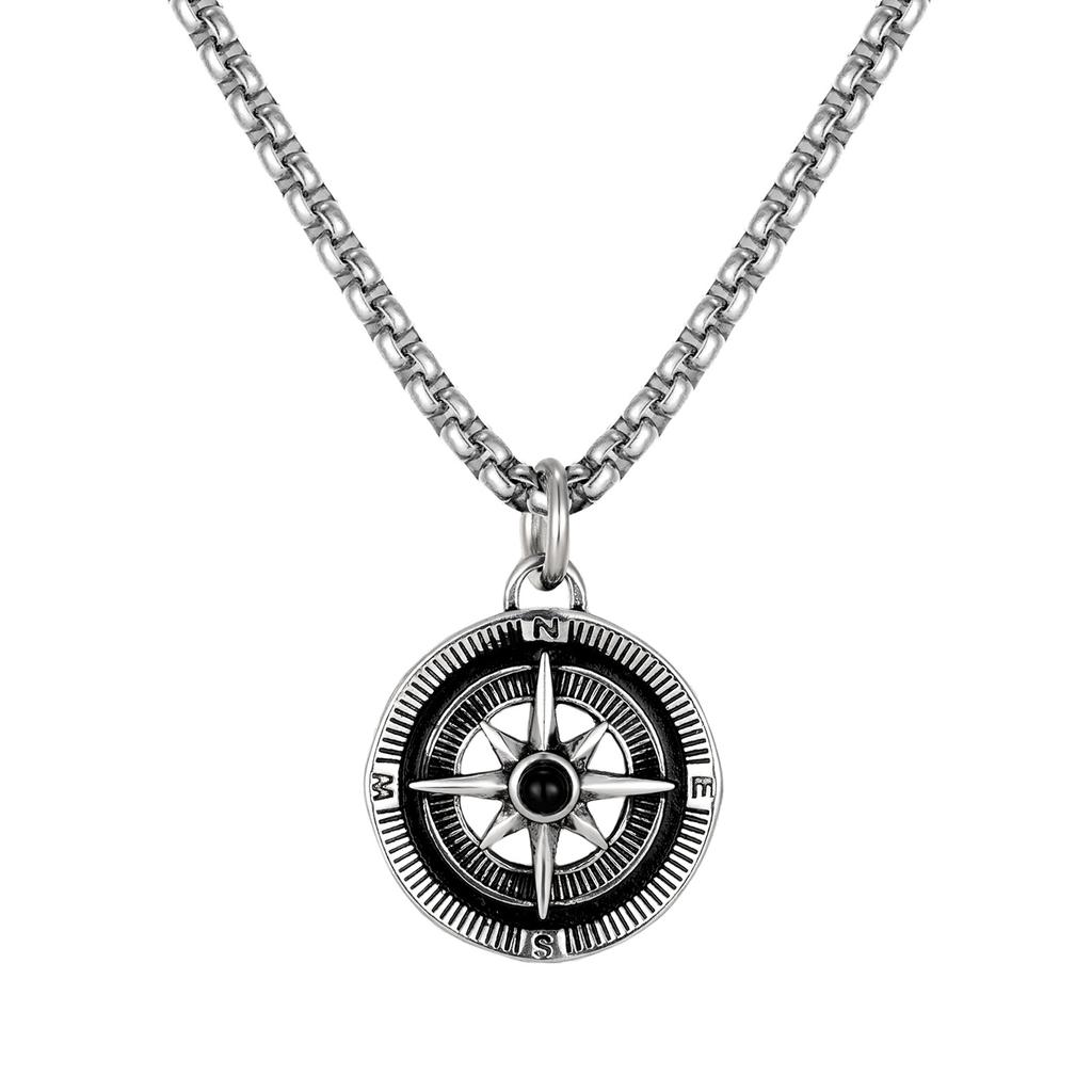 Vintage Compass Pendant Necklace Stainless Steel Disc Necklaces Gold Plated Anti Tarnish Chain Pendants  ALN25123178