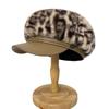 New Winter Fashion Fur Leopard Print Leather Edge Patchwork Octagonal Hats for Women and Face and Small Temperament Mohair Newsboy Hats