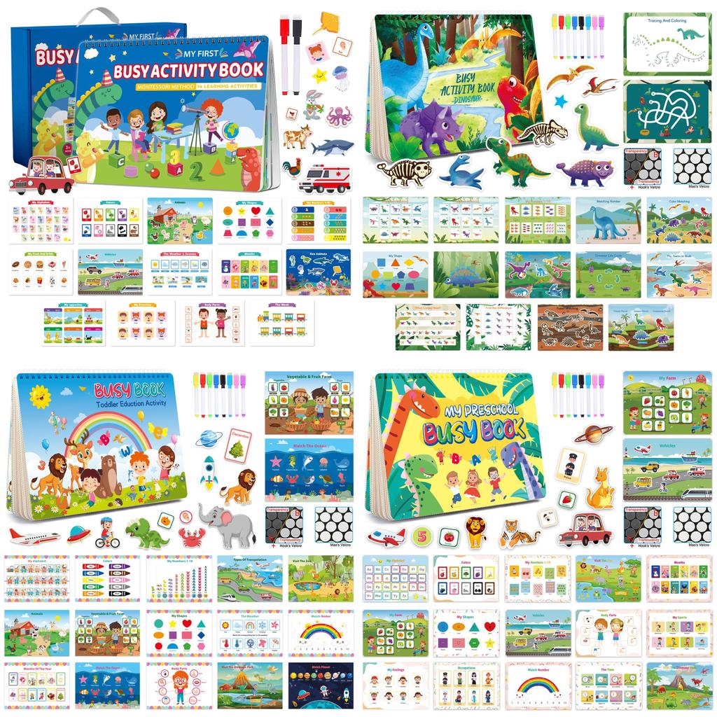 Montessori Busy Book For Kids With Reusable Puzzles And Stickers For Early Education Fun