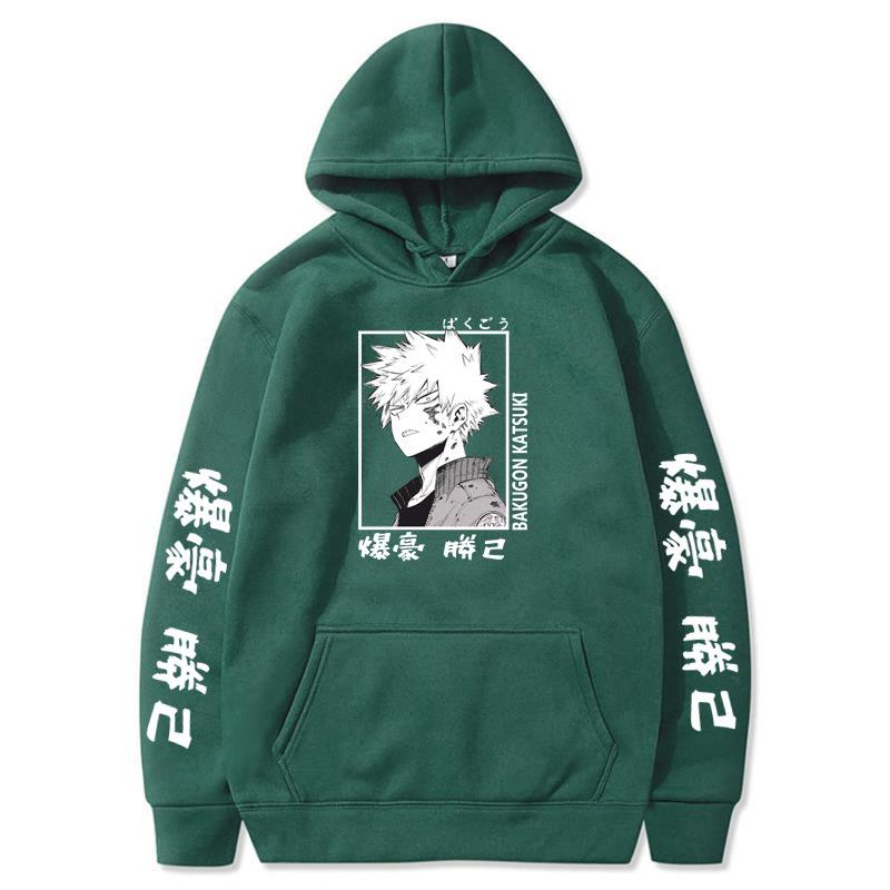 Ιαπωνικό Άνιμε Kaminari Denki Φούτερ Φαρδύ Φούτερ Χοντρό Μάλλινο Γραφικό με Γράμματα Μπλούζες Φλις Φούτερ