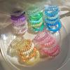 6pcs Set Telephone Cord Scrunchies Spiral Hair Ties Star Spot Glitter Printing Elastic Hair Band Girls Women Hair Accessories