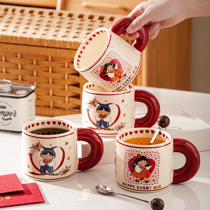 Cute Mug Creative Couple Gift Ceramic Mug Girls Home Office Coffee Wedding Socks Gift