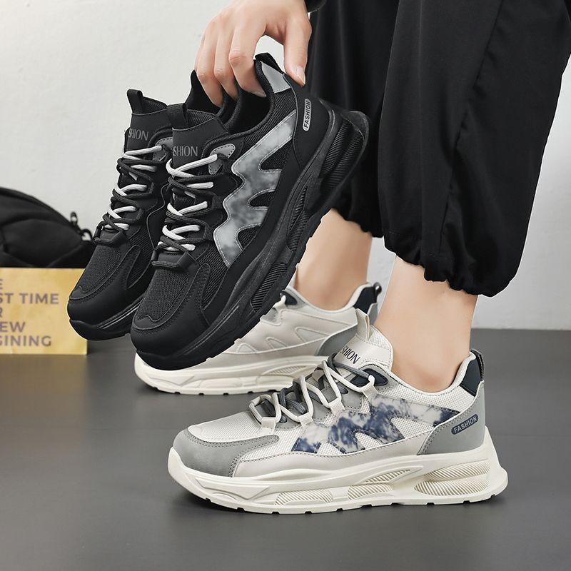 Herbst Neue Mode Schuhe für Herren Ethnisch Vintage Herren Lässige Plateau-Sneaker Vielseitig Atmungsaktiv Abriebfest Tennis-Trainer