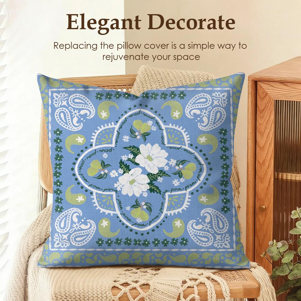 Cute Cartoon Flowers Fashion Art Cushion Cover Natural Linen Organic Fabric DoubleSided Printing Sofa Home Decor Pillow Case