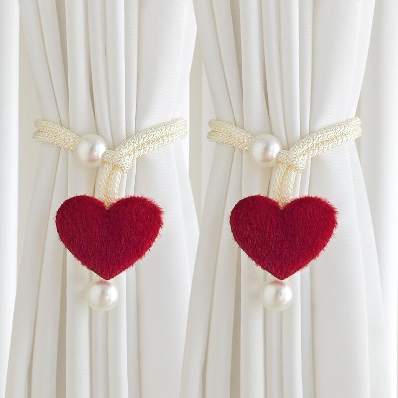 2pcs Curtain Ties Heart-Shaped Design Modern Home Decor Living Room and Bedroom Accessories Soft Texture