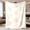 1pc Contemporary Anime Bow-Themed Flannel Throw Blanket | Soft Polyester, Digital Print, 200-250g Lightweight Fabric, All-Season Cozy Cover for Travel