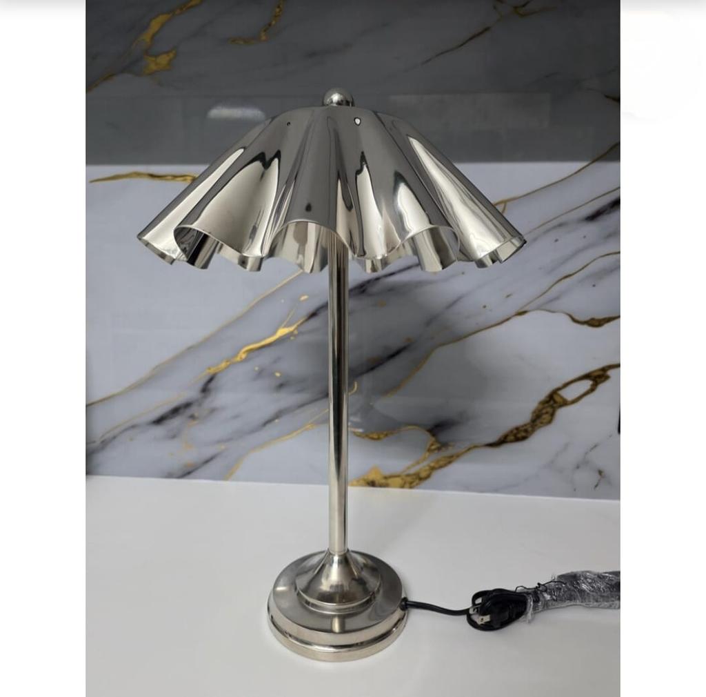 Vintage Brass Chrome Finish Table Lamp Pleated Shade Mid Century Modern Bedside Light Retro Desk Lamp for Bedroom Living Room Decor Gift