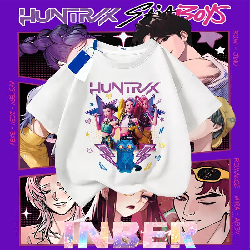 Kpop Demon Hunters Children's Clothing Short Sleeve T-shirt Cute Kpop Demon Hunters Tiger Harajuku Tshirt for Boys Girls