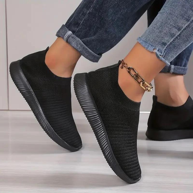 Women's Breathable Mesh Sneakers Lightweight Low Top Running Shoes Comfortable Outdoor Walking Sock Shoes