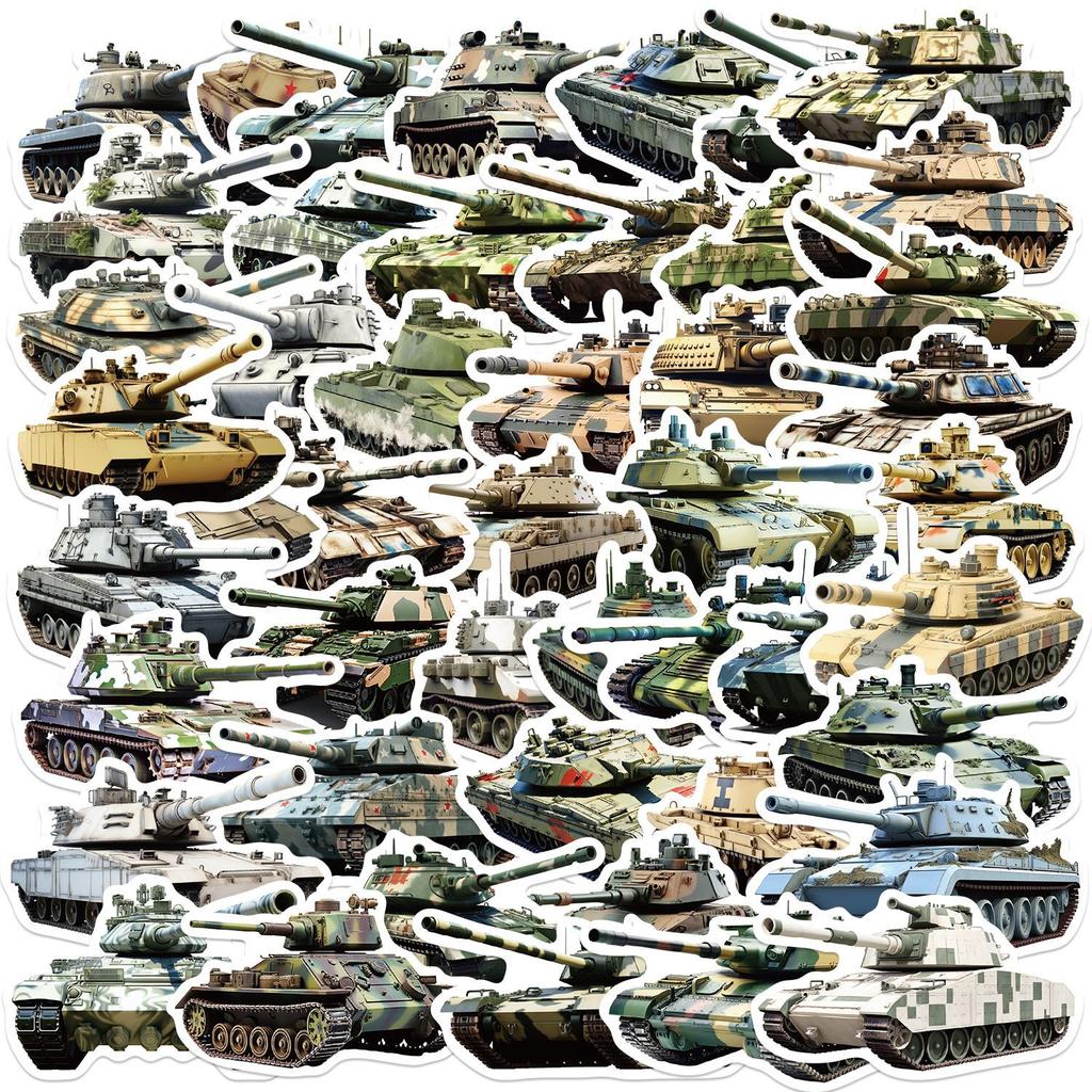 50 Cartoon Tank Graffiti Stickers Decorative Guitar Notebook Suitcase DIY Waterproof Stickers