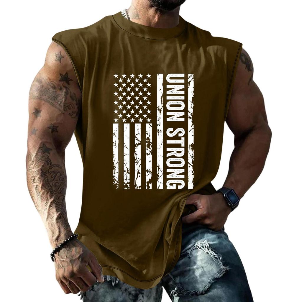 Men Sleeveless Tank Top Loose Fit Casual Workout Muscle Shirt Printed Graphic Design Lightweight Summer Athletic Vest