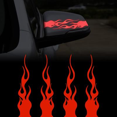 4pcs 15cm Flame Reflective Stickers Car Vinyl Racing Sports Flames Stripe Decal Golf