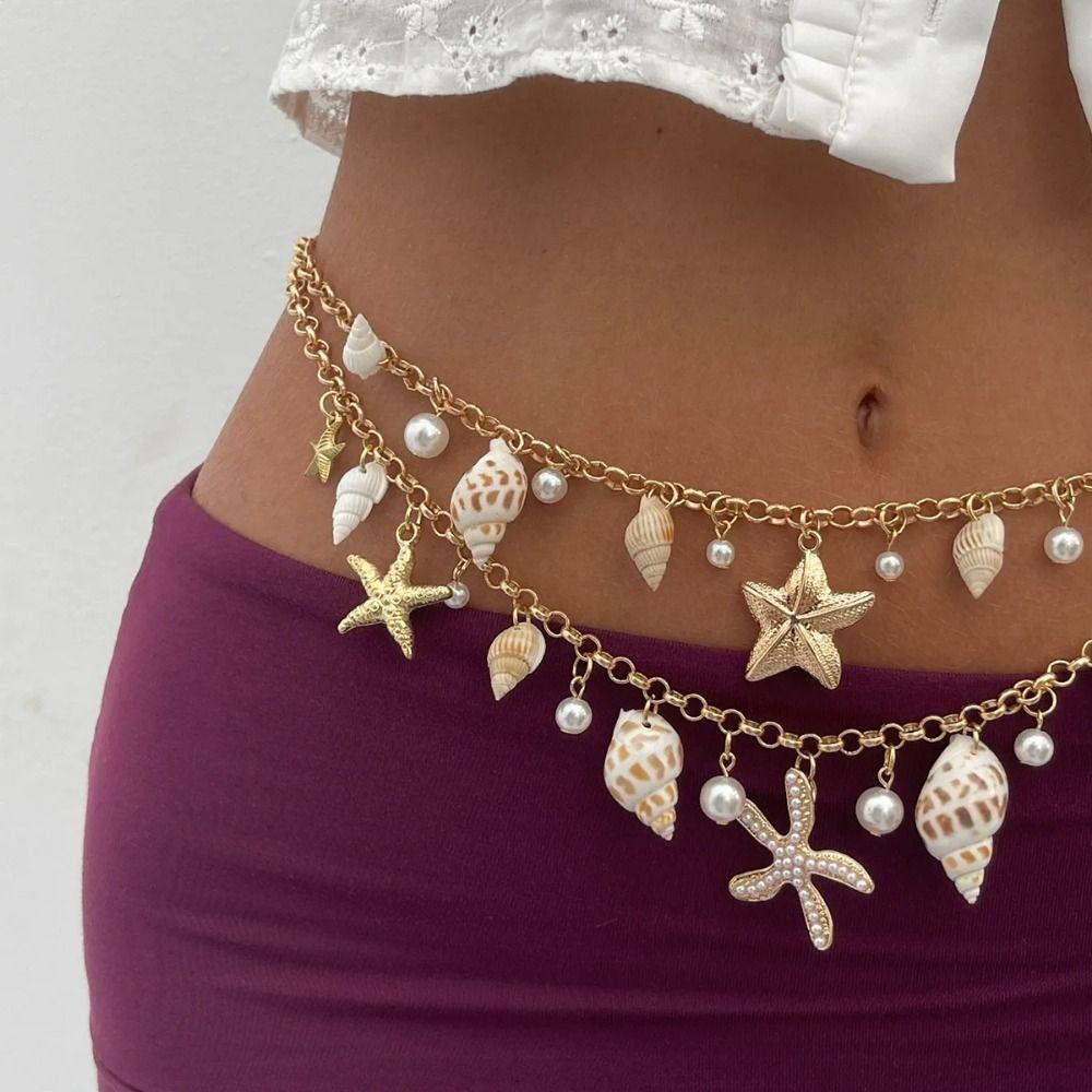 Body Jewelry Women's shell Bracelet Necklace Bohemian Shell Starfish Bodychain  Beach Accessories