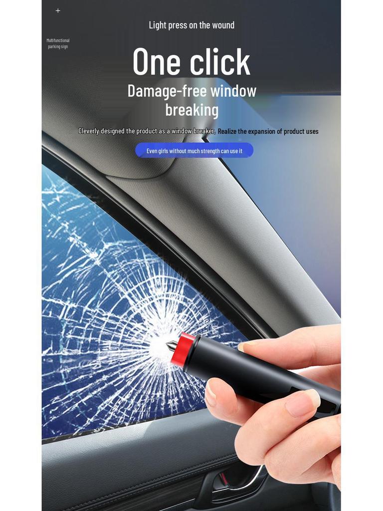 Multi-Function Car Safety Hammer & Emergency Glass Breaker with Parking Number Plate