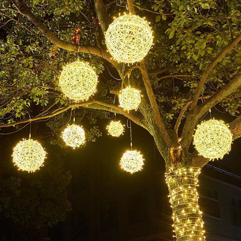 LED Rattan Ball Lights: Outdoor Rainproof Hanging String Lights for Trees