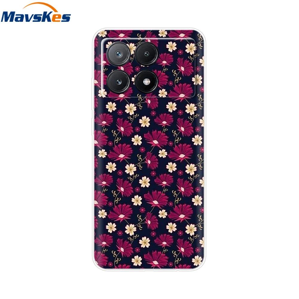 For Xiaomi Poco X6 Pro Case TPU Soft Painted Phone Cases For Xiomi Poco X6 PocoX6 Pro 5G Silicone Cover Flower Fundas Protective