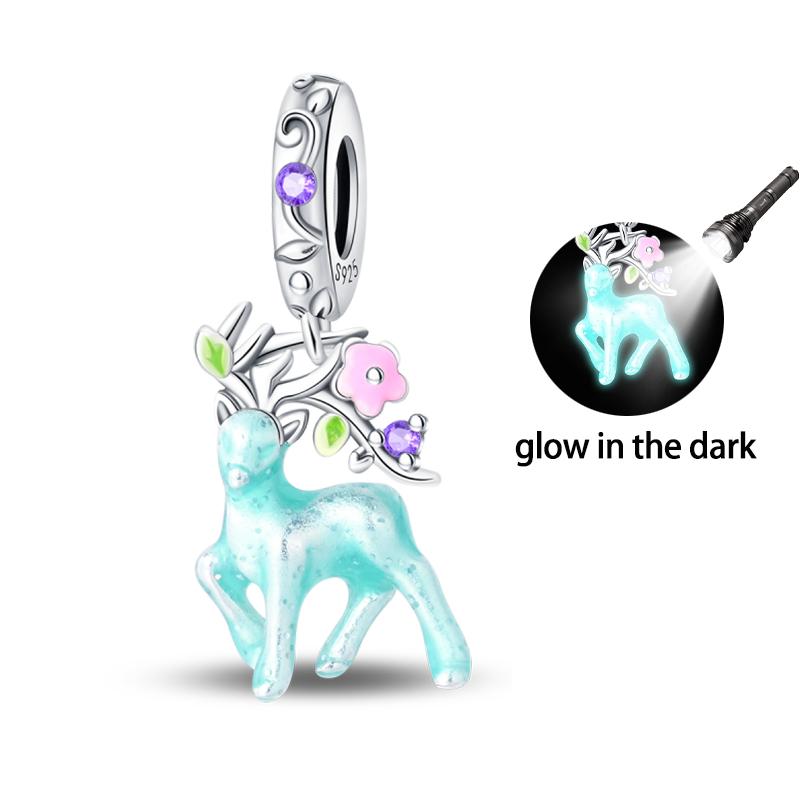 Copper Glow-In-The-Dark Firefly Butterfly Deer Charms Beads Pendants Fit Qikaola Original Bracelets Diy Birthday Jewelry