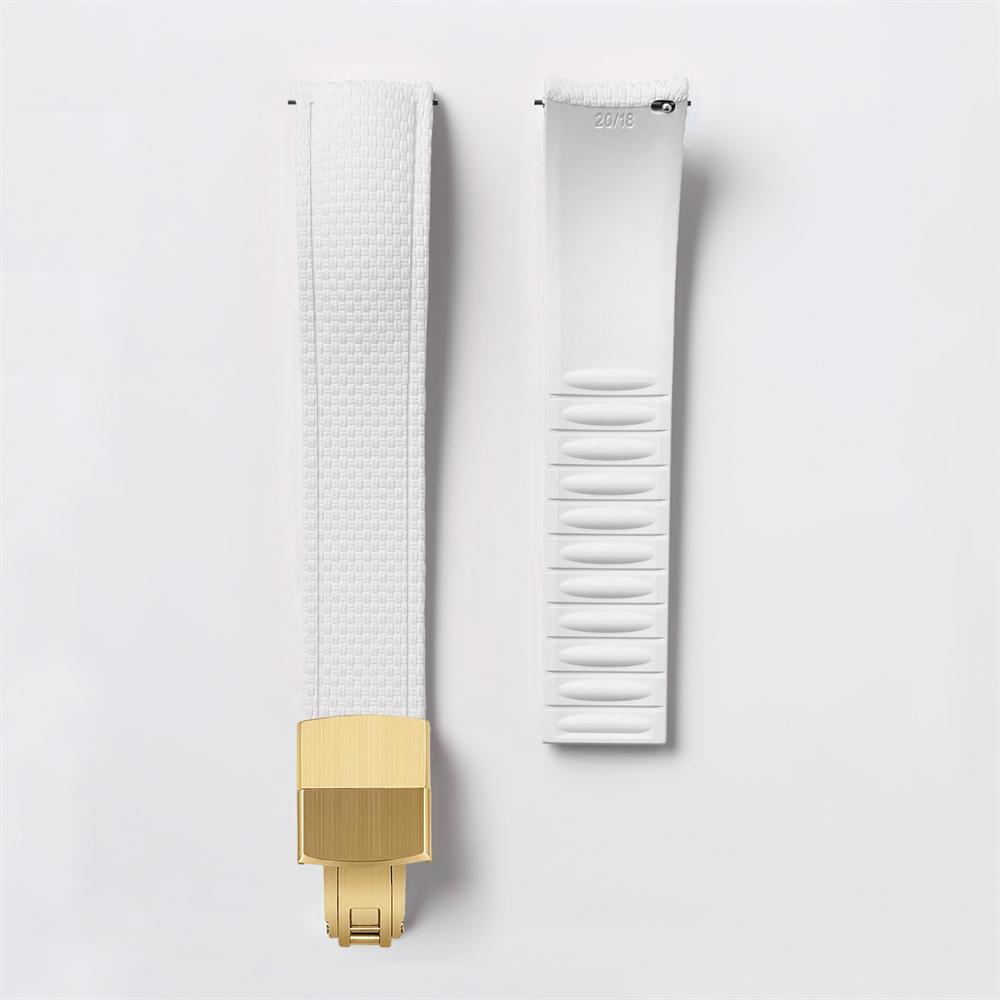 FKM Watch Band Fluoro Rubber Strap 18/19/20/21/22/24mm Quick Release Folding Clasp Cut To Size Replace Watch Bracelet for Men Women