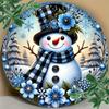 Christmas Snowman Metal sign: For coffee shops, bars, front doors and home decor - 8 x 8 inches - aluminum