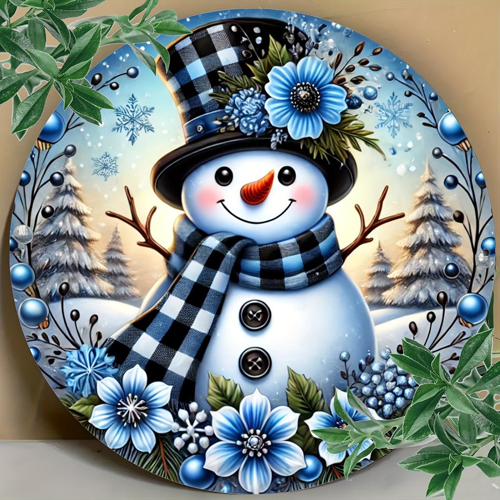 Christmas Snowman Metal sign: For coffee shops, bars, front doors and home decor - 8 x 8 inches - aluminum