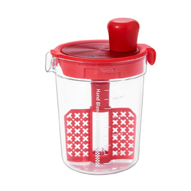 

Graduated Mixing Mug for Milk Powder Convenient Eggs Liquid Mixer with Scale and Filter Plate Precise Measurement Cup червоний
