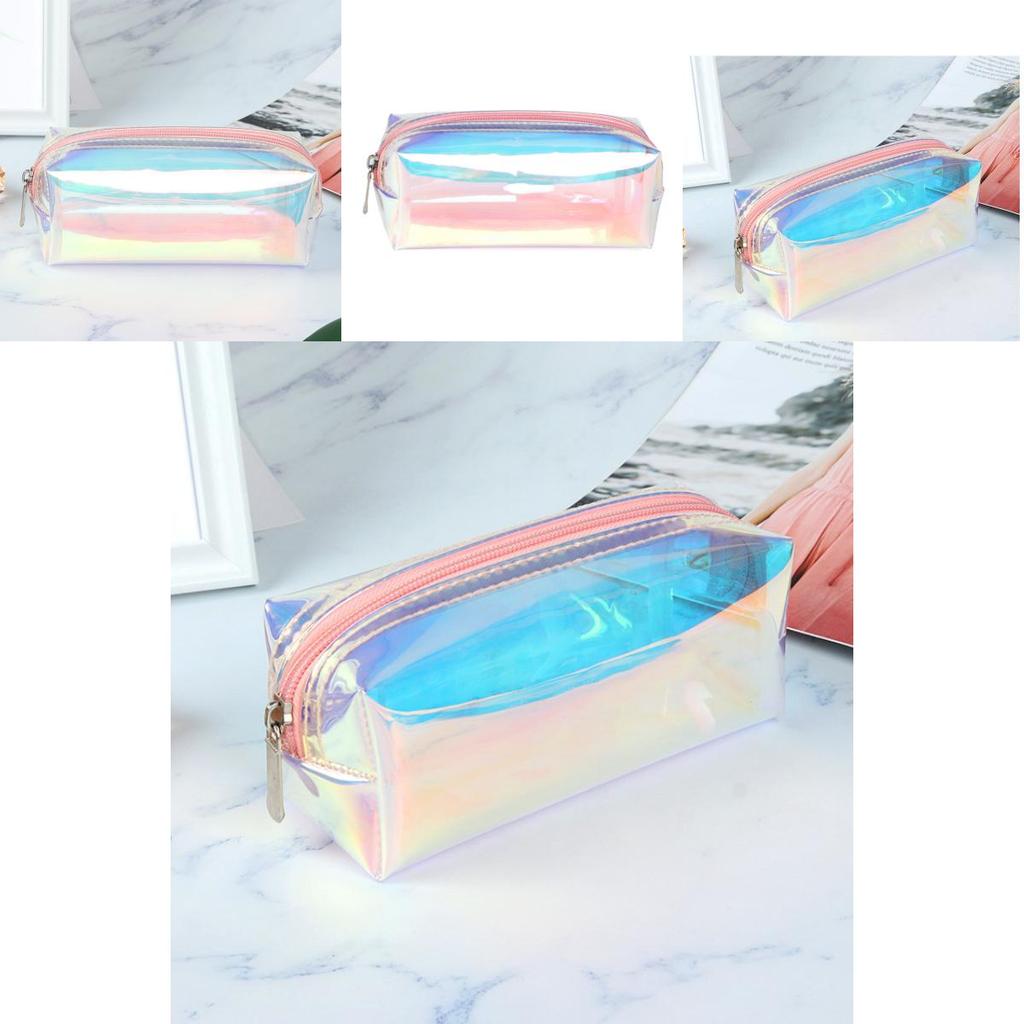 Transparente TPU Make-up Tasche Laser Bunter Federmäppchen Tragbare Aufbewahrung Für Studenten