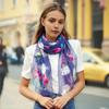 Women Faux Silk Scarf Flower Print Long Soft Scarf Sun Protection Beach Travel Outdoor Lightweight Shawl