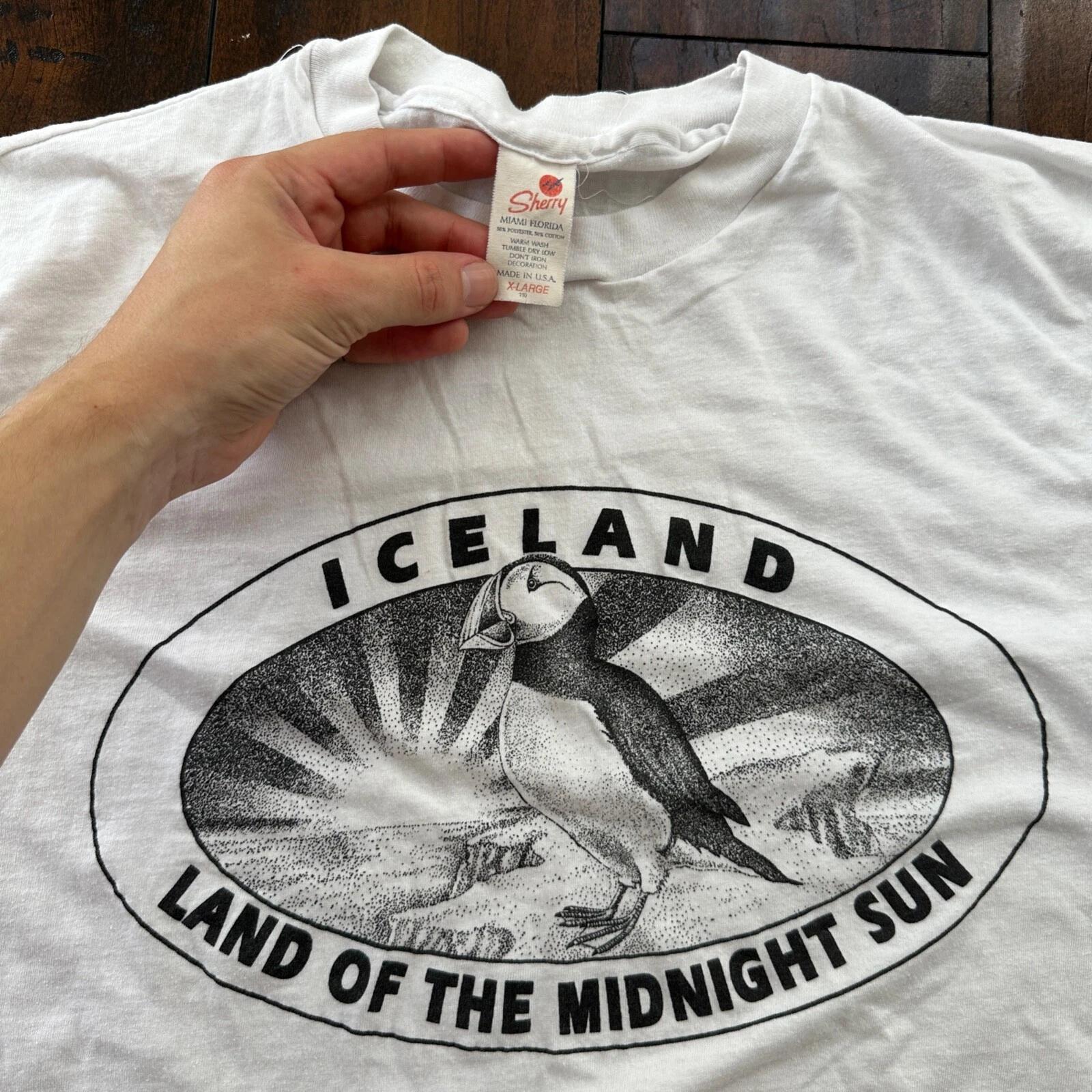 

Iceland Midnight Sun Vintage T Shirt Single Stitch 80s Funny Humor Penguin S