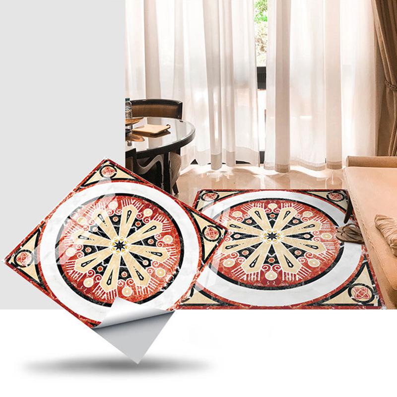 1PC Tapete Selbstklebende PVC-Parkett-Marmor-Aufkleber Wasserdichter Bodenaufkleber Quadratische Aufkleber Rutschfeste Wohndekoration