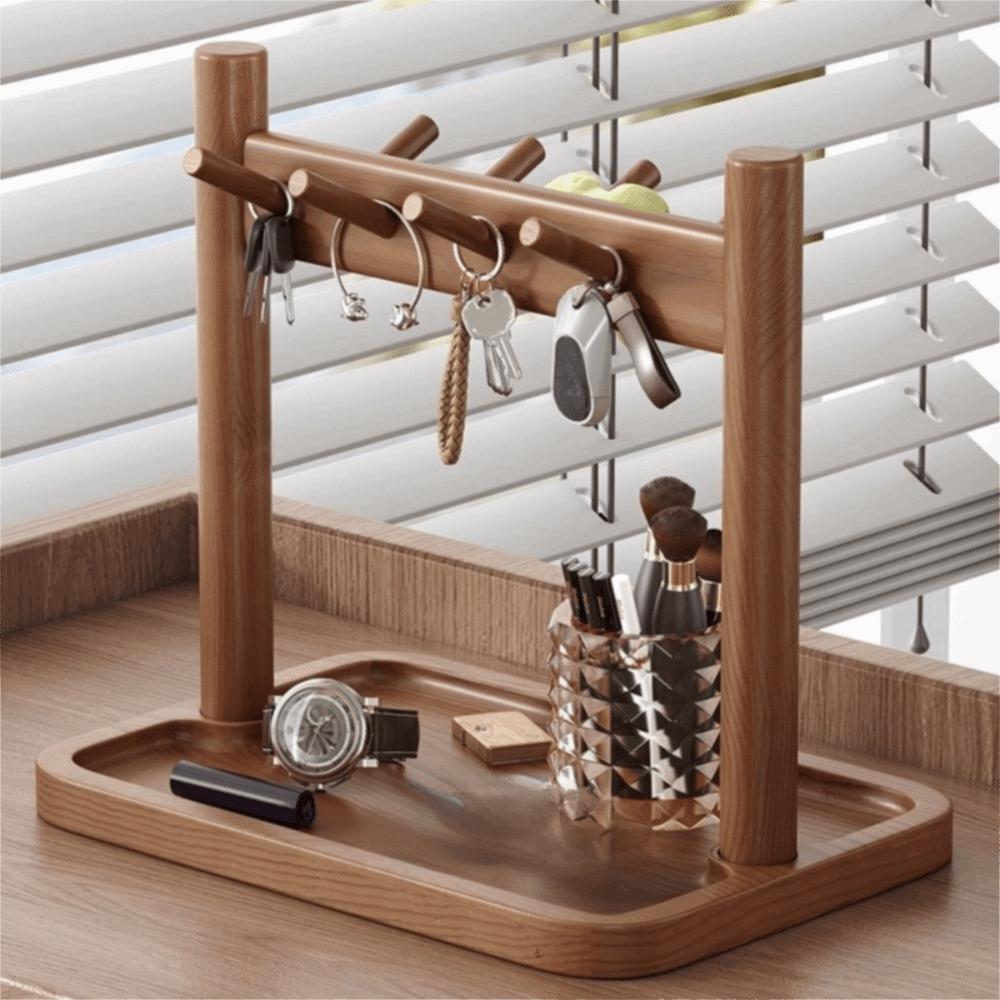 With Hooks Key Hanging Rack Retro Jewelry Dish New Wooden Key Holder Entrance Hall