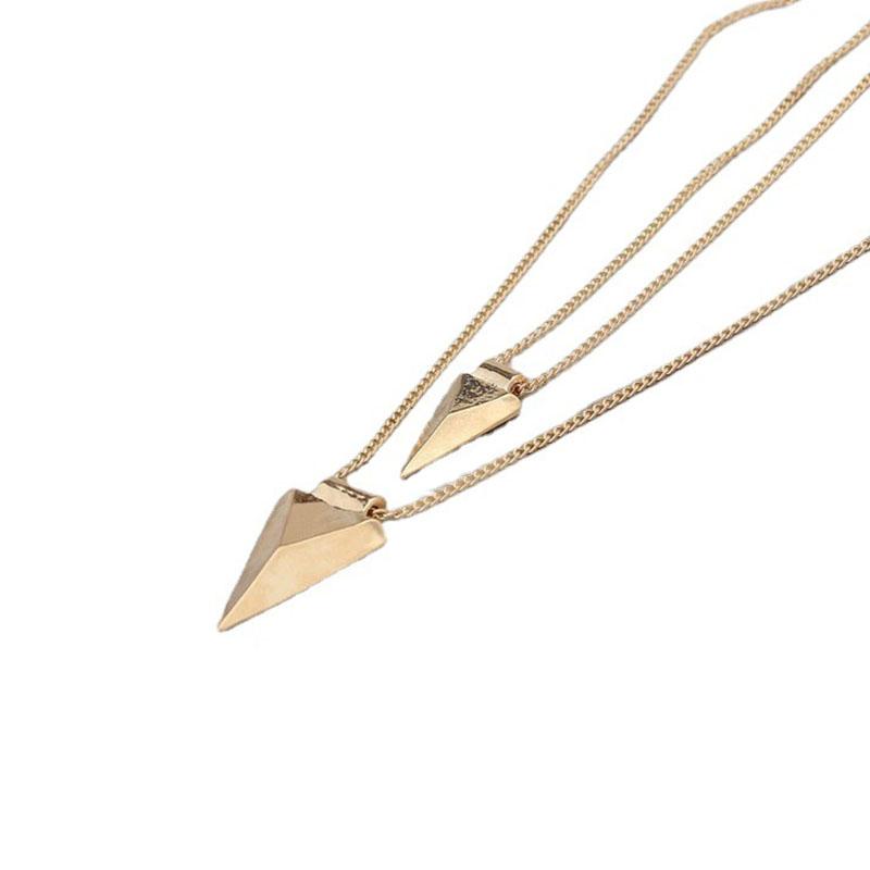 European Style Hip-hop Fashion Necklace Simple Multi-layer Triangular Metal Clothing Accessories Sweater Chain Collarbone Chain