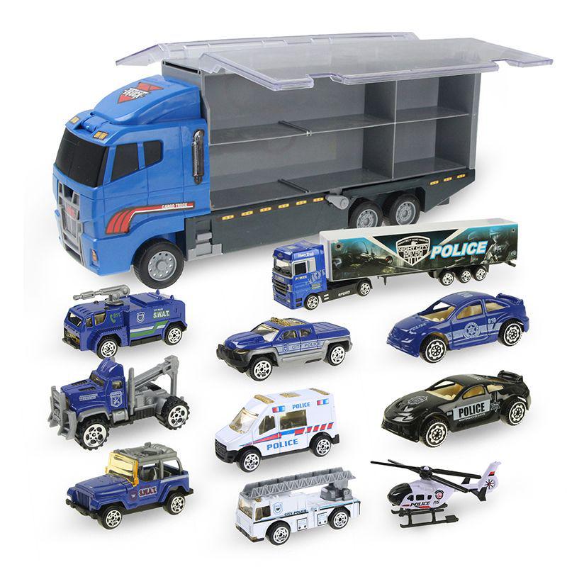 12-Piece Engineering Transport Vehicle Set with Opening Doors and Inertia Action - Children's Toy