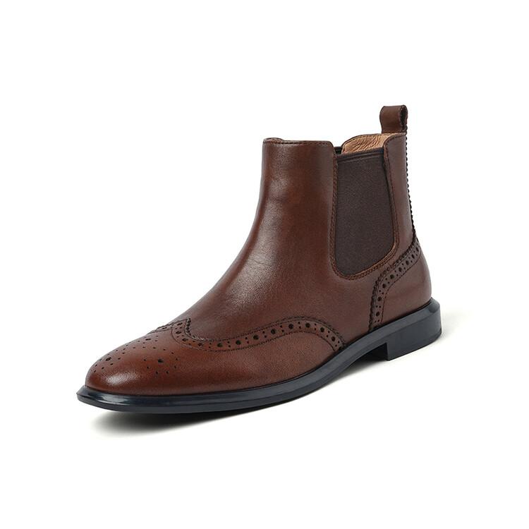 

Fashion New Autumn Winter Genuine Leather Women Shoes Fashion Round Toe Boots for Women Brogue Designs Low Heels Women Knight Boots 34 коричневый