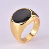 18k Gold Plated Black Onyx Ring for Women Geometric Resin Ring European Style Fashion Jewelry