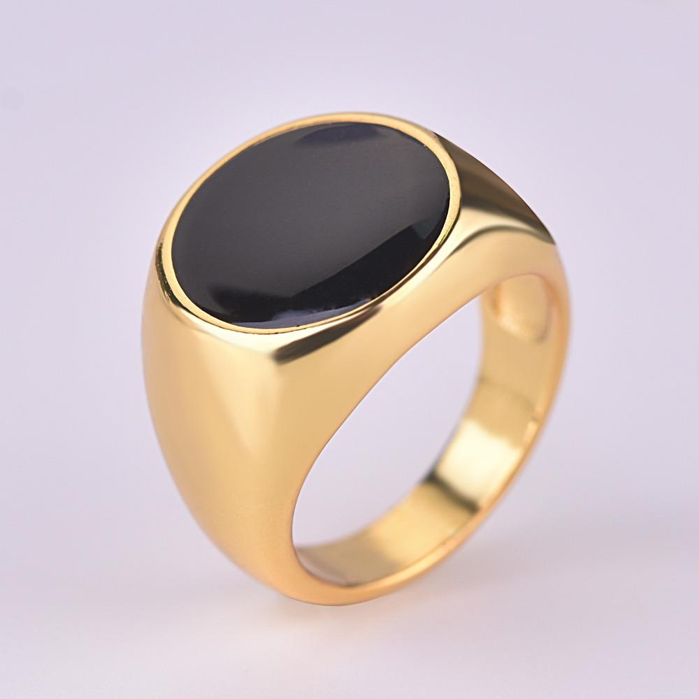 18k Gold Plated Black Onyx Ring for Women Geometric Resin Ring European Style Fashion Jewelry no. 6 золотой