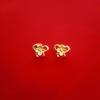 Elegant Gold Four-Petal Flower Bow Stud Earrings – Classic, Versatile Heart Design for Women