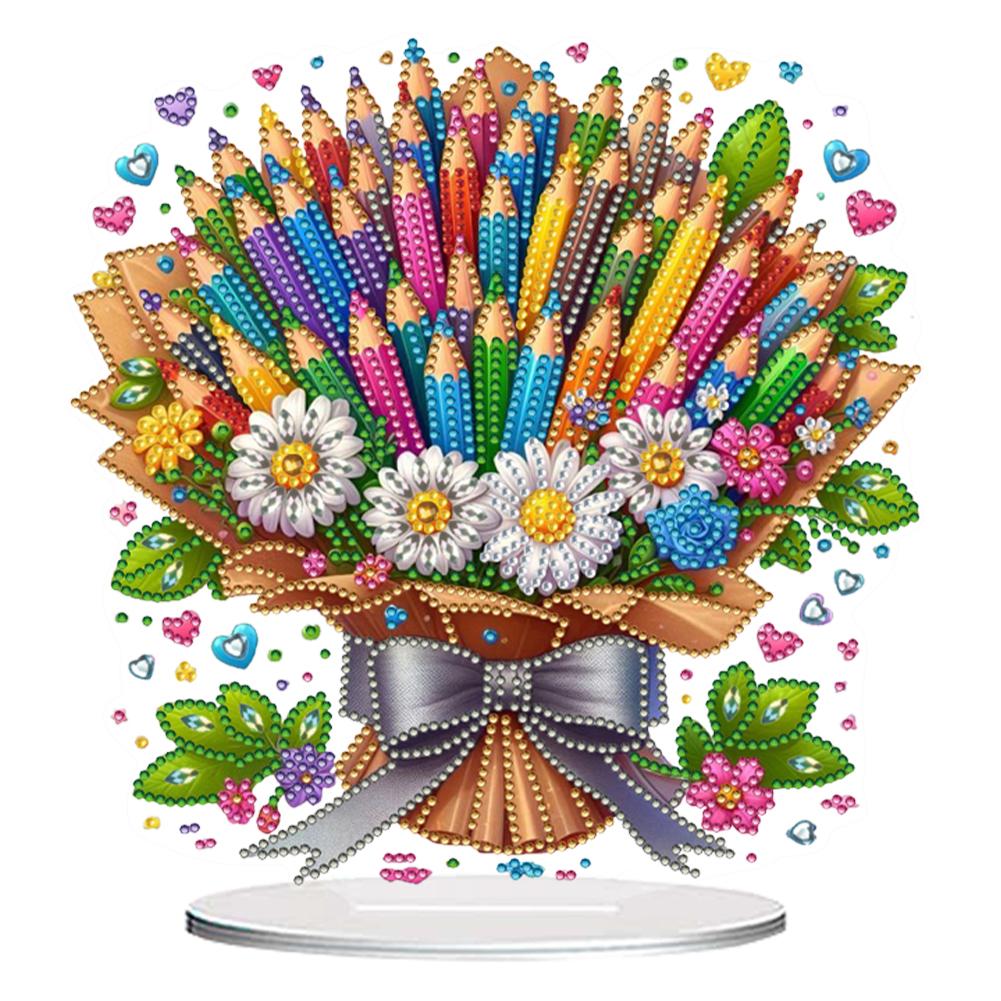 Flower Double Sided Effect Diamond Painting Tabletop Ornaments Kit Diamond Painting Desktop Decorations for Adults Beginner