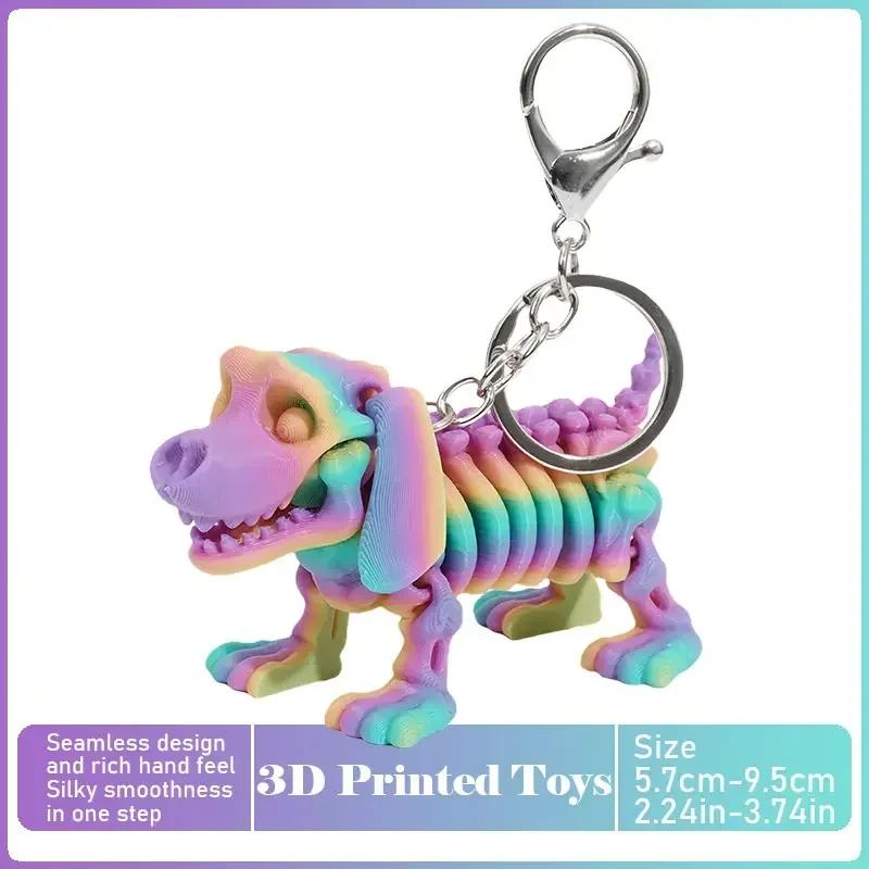 

3D Printed Chameleon Keychain Cute kitten and puppy Color Key Ring for Bags Wallets Accessories Desk Decor Birthday Gifts