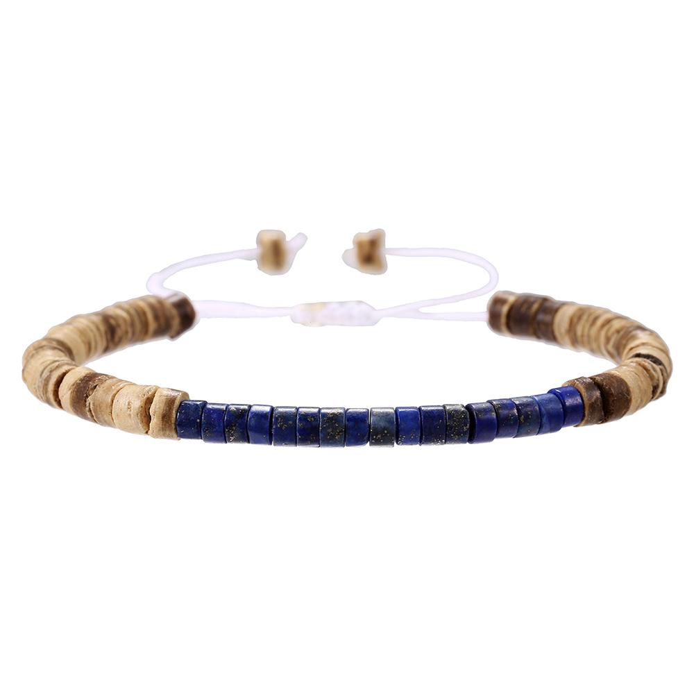 Kokosnussholz Perlenarmband Elastisch Türkis Stein Perlenarmbänder für Männer und Frauen Handgefertigt Stapelbare Holz Stretcharmbänder