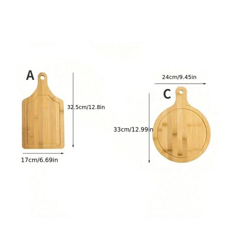 Bamboo and Wood Pizza Board Wooden Tray for Western Cuisine Cut Bread Steak Cake Solid Wood Pizza Plate Circular Base