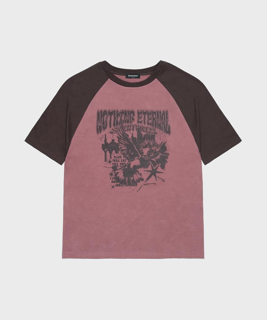 SAINTPAIN Sp Pigeon Raglan Short Sleeve Tee Deep Pink