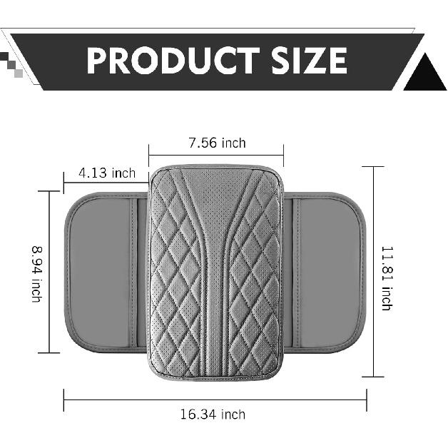 WZP Car Center Console Cover, Leather Arm Rest Cover with 2 Storage Bag, Console Cover for Car Storage Box Protector, Universal for Sedan SUV Truck