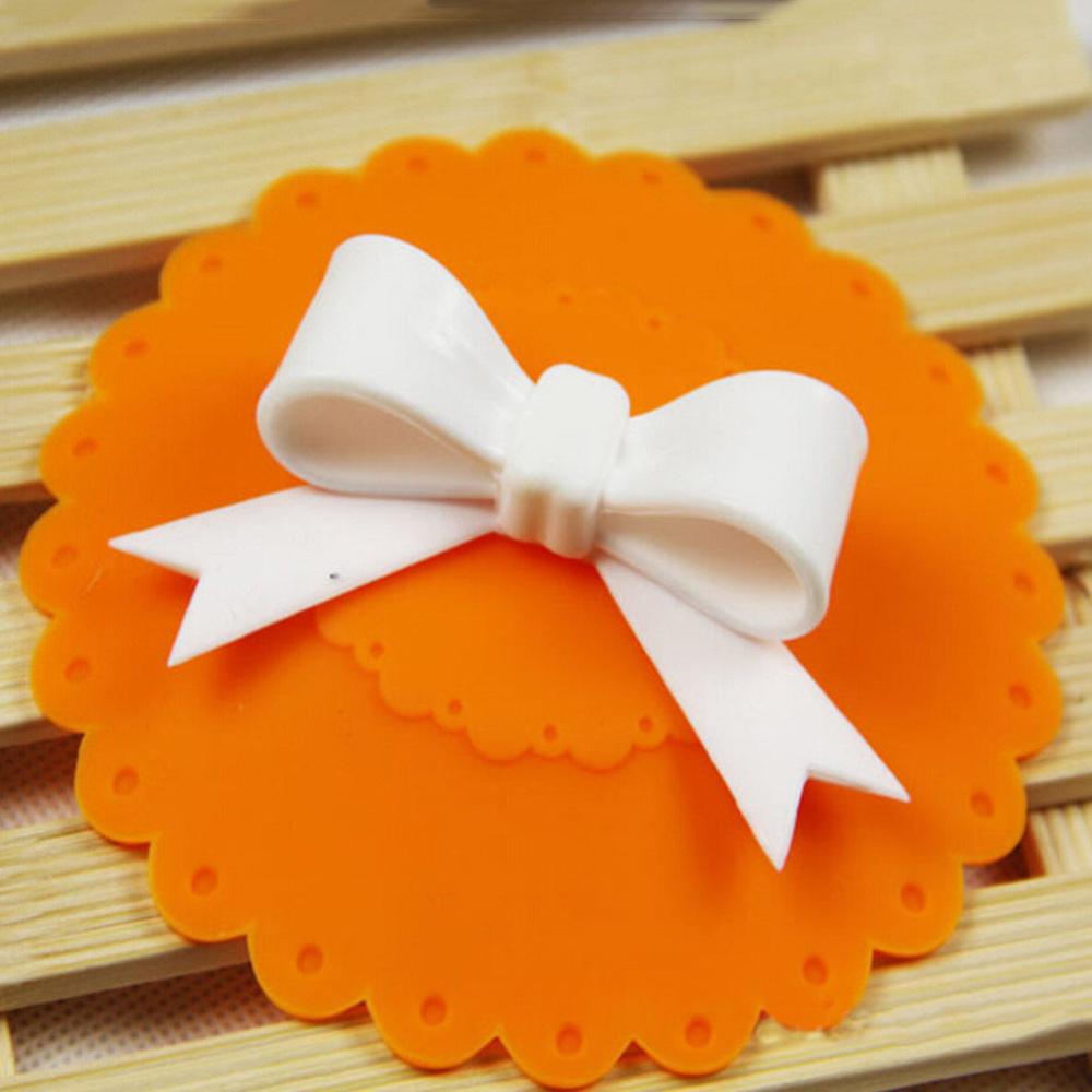 Cup Lid Tea Cup Cover Reusable Silicone Lid Seal Cover Drinkware Bowknot Anti-dust Silicone Cap Suction Seal Cap Fruits Coaster