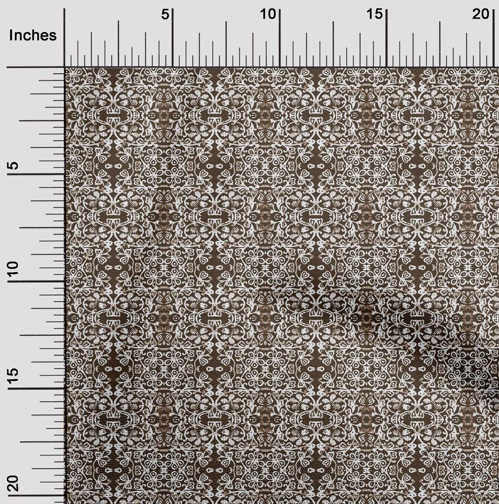 oneOone Cotton Poplin Brown Fabric Aian Batik Sewing Material Print Fabric By The Yard 42 Inch