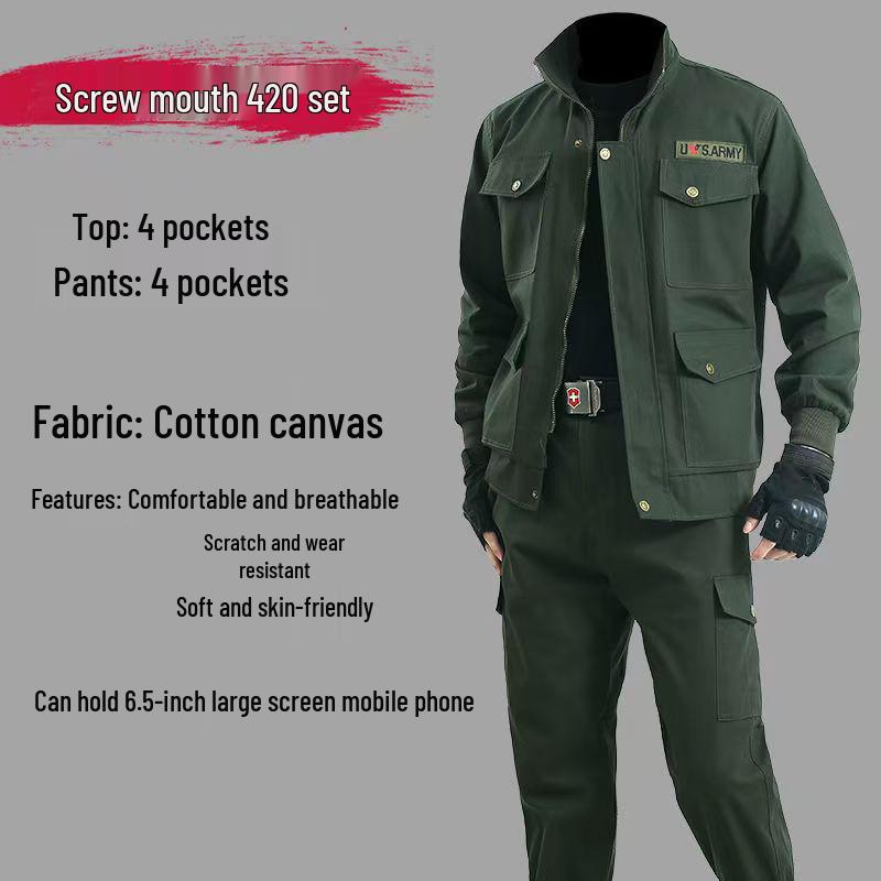 Spring & Autumn Men's Workwear Set: Anti-Scald, Wear & Dirt Resistant for Welding, Auto Repair, and Construction