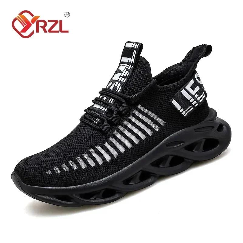 YRZL Men Shoes Comfortable Sneakers Womoen Breathable Couple Running Shoes Mesh Tenis Sport Shoes Size 36-46 Waling Sneakers Men