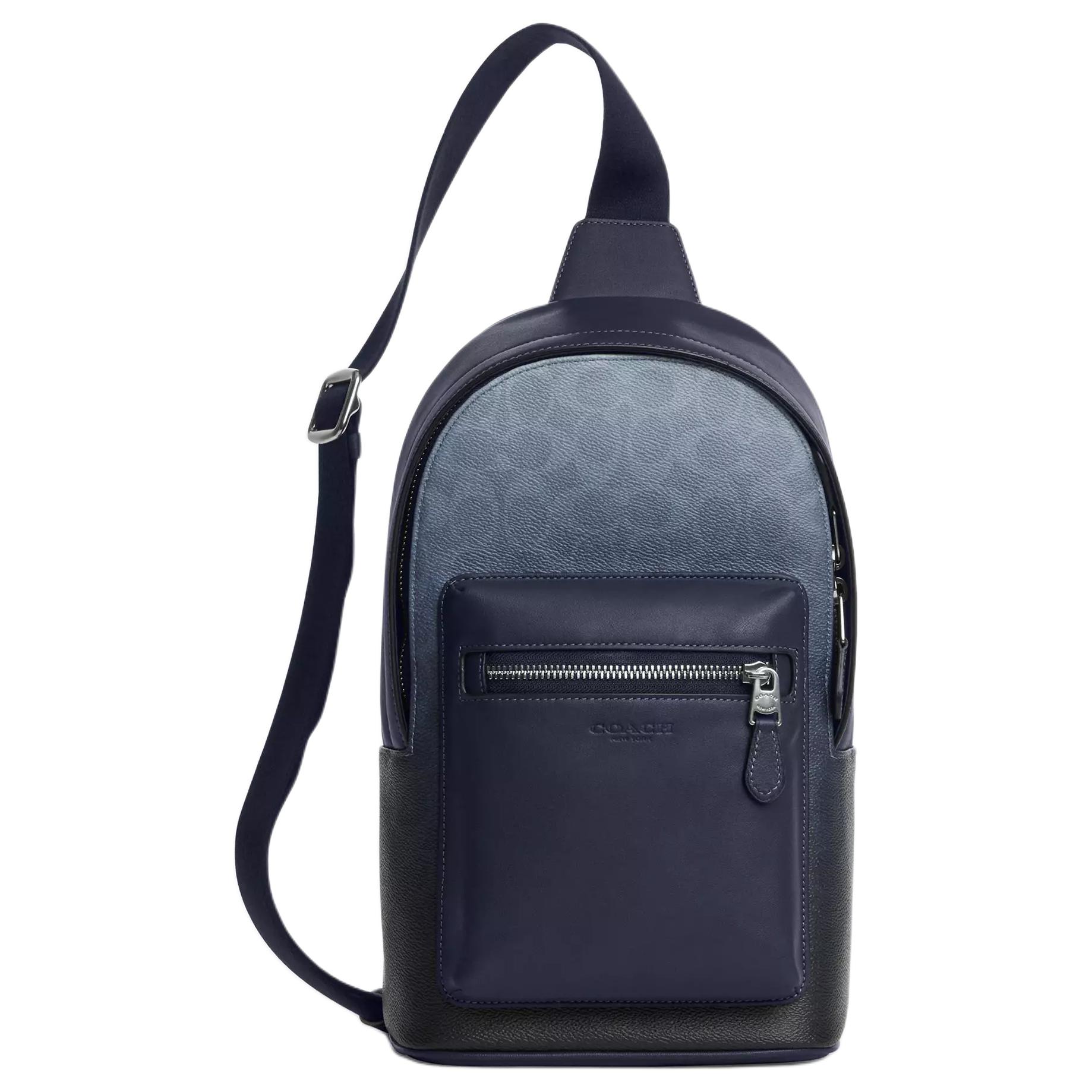

Coach West Ombre Signature Print Design Coated Canvas And Smooth Calfskin Chest Bag Unisex chest bag Silver Blue CDX98-SVBL Basic Set (Bag+Dust Bag)