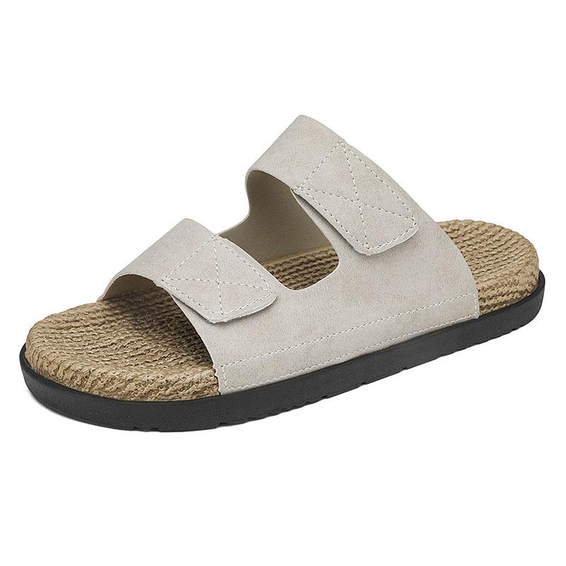 

Summer new men s slippers outer wear casual flat sandals outdoor sports and leisure men s large size one-word drag 48