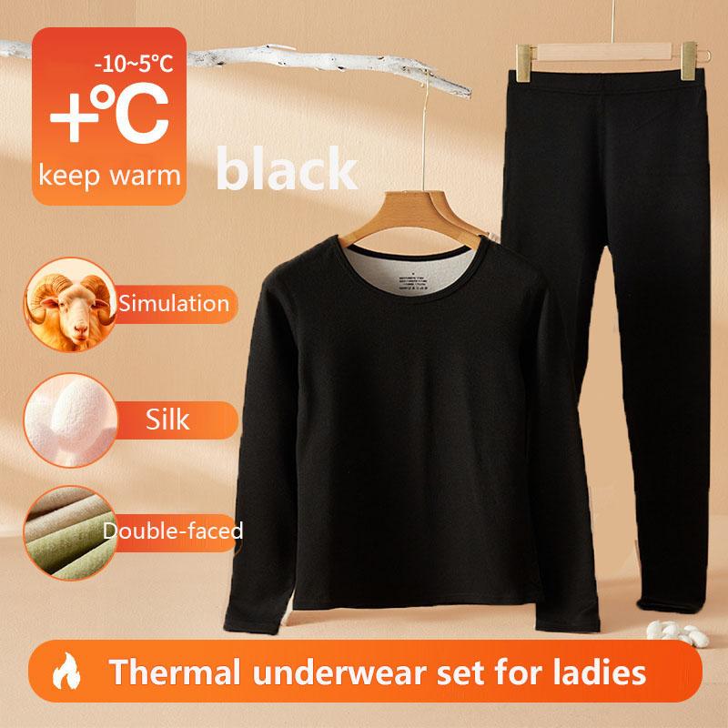 

New Silk Thermal Underwear Set for Women Skin-Friendly Underwear Set for Girls Fashion Thermal Underwear M чёрный