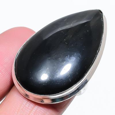 Obsidian Eye Gemstone Handmade 925 Sterling Silver Jewelry Ring Size 7 C5h92